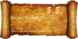Bojer Elemér névjegykártya